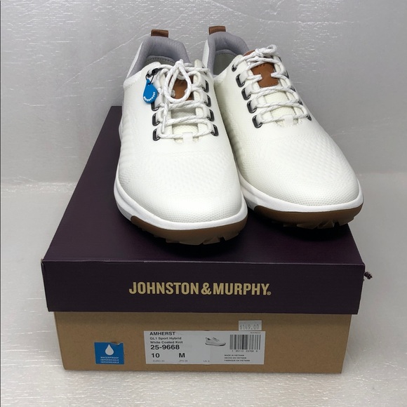 NEW Johnston & Murphy Golf Shoes Amherst GL1 Sport Hybrid White Coated Knit 10M - Picture 17 of 17